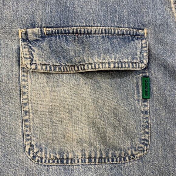 Vintage Guess Jean Shirt Mens M Medium Blue Denim Cotton Houndstooth Lined - Picture 8 of 14